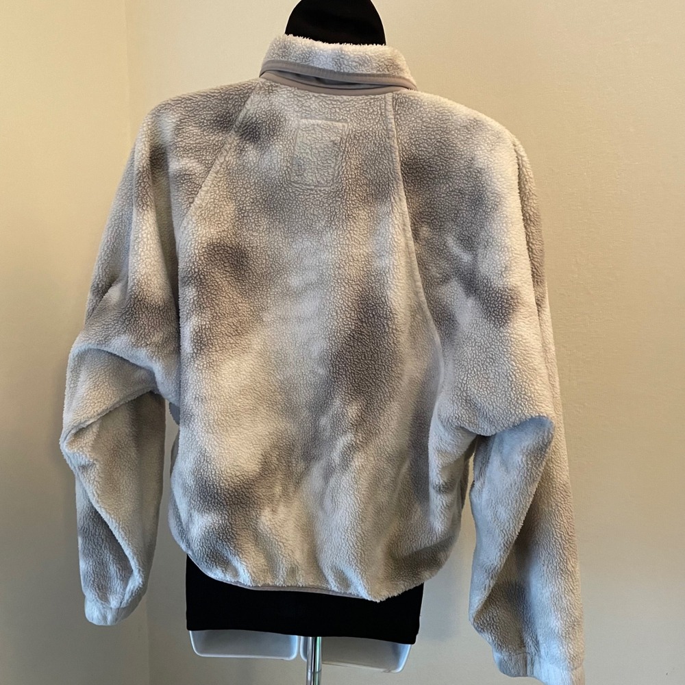 Gilly Hicks Tie Dye Sherpa Fleece Jacket Gray White Snap Front Mock Neck Small - Picture 3 of 4